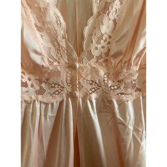 Vintage Olga Nightgown Robe Pink Nylon Lace Long Sleeve Style 9737 Size S USA - Picture 12 of 12